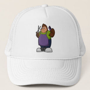 Gorilla as Hairdresser with Scissors & Comb Trucker Hat