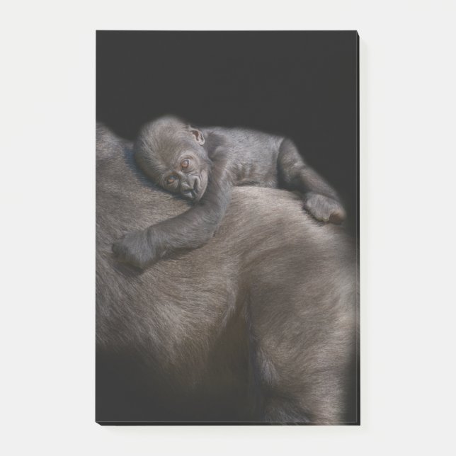Gorilla Baby Riding On Mum's Back Post-it Notes (Front)