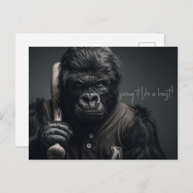 Gorilla Baseball Player Postcard (Front/Back)