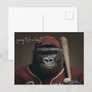Gorilla Baseball Player Postcard