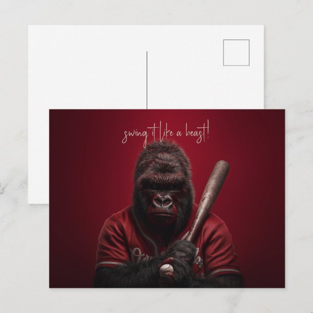 Gorilla Baseball Player Postcard (Front/Back)