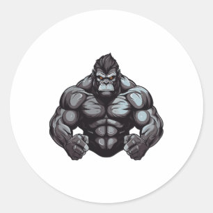 Gorilla Beast Bodybuilder Workout Gym Bodybuilding Classic Round Sticker