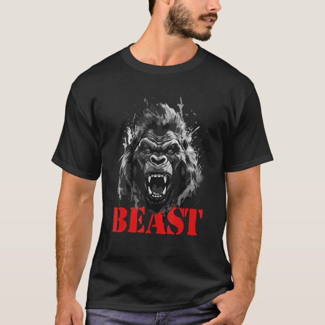 Gorilla Beast MMA Fighter Boxing Motivation Gym Wo T-Shirt (Front)