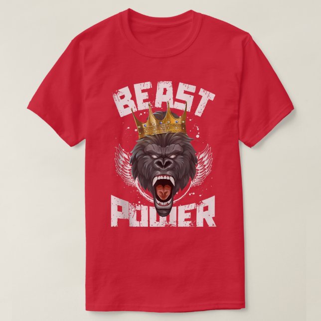 Gorilla Beast Power  Motivation Bodybuilding Gym W T-Shirt (Design Front)