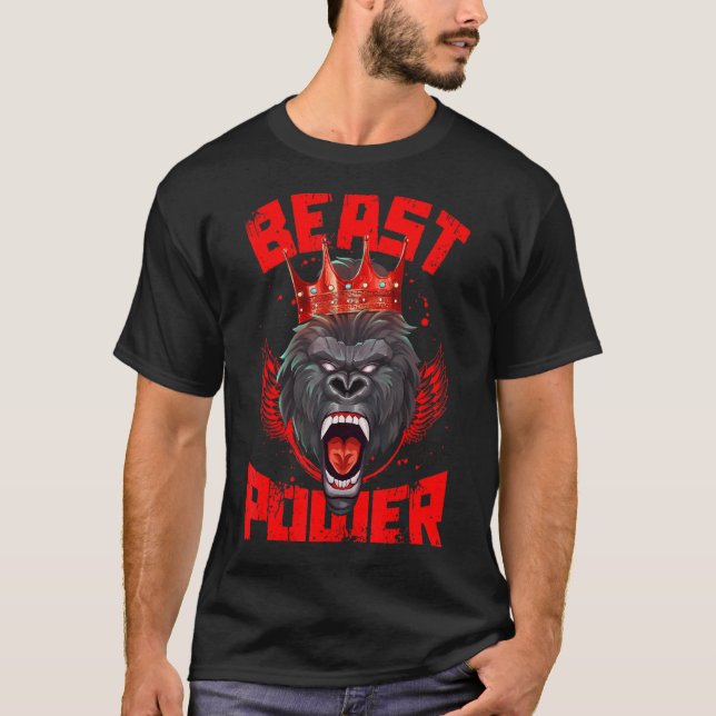 Gorilla Beast Power Workout Gym Motivation Fighter T-Shirt (Front)