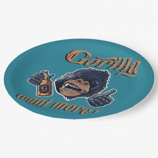 Gorilla Beer Paper Plate (Angled)