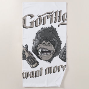Gorilla Beer White Beach Towel
