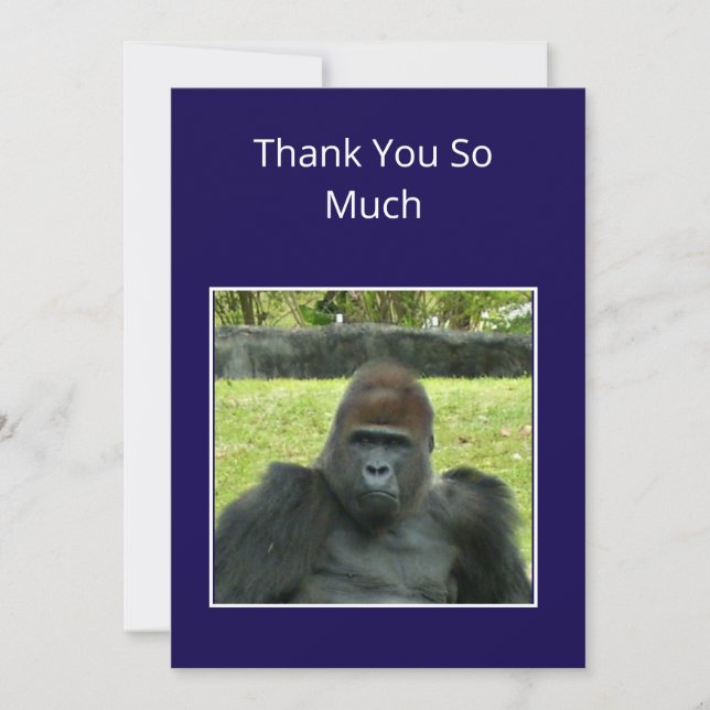 Gorilla Birthday Bash in the Wild Thank You Card (Front)