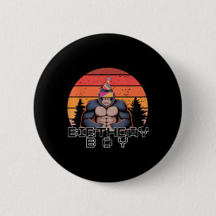 Gorilla Birthday Decorations Monkey Tag Vr Gamer F 6 Cm Round Badge