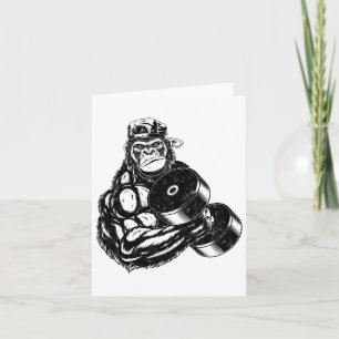 Gorilla Bodybuilder Gym Weightlifting Tee Workout Card