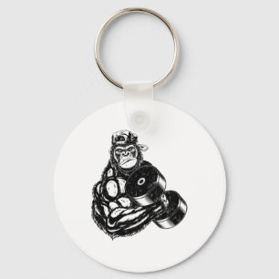 Gorilla Bodybuilder Gym Weightlifting Tee Workout Key Ring