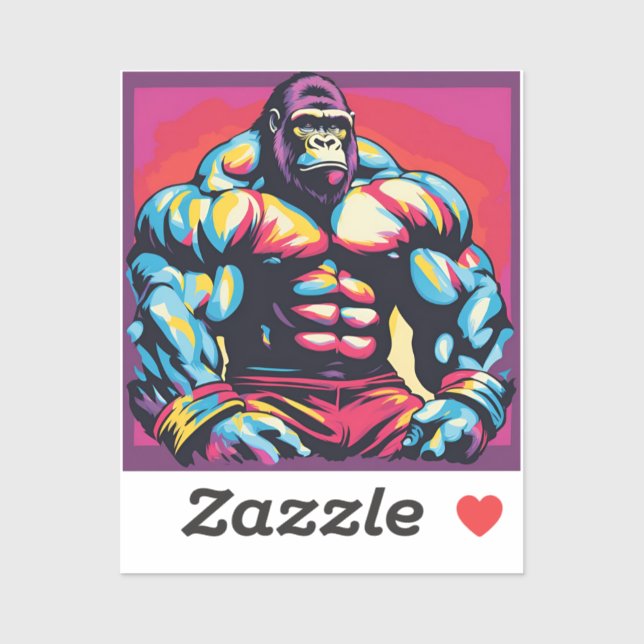 Gorilla Bodybuilder Lifter Pop Art Cartoon (Sheet)