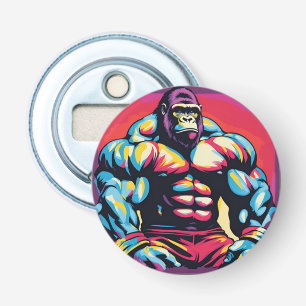 Gorilla Bodybuilder Lifter Pop Art Cartoon Bottle Opener
