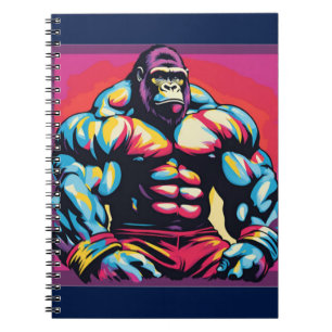 Gorilla Bodybuilder Lifter Pop Art Cartoon Notebook