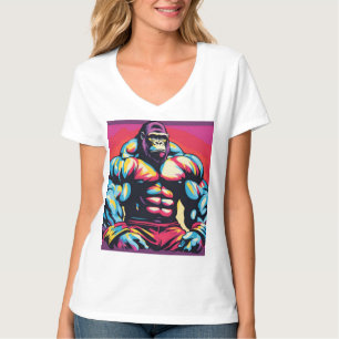 Gorilla Bodybuilder Lifter Pop Art Cartoon T-Shirt