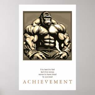 Gorilla Bodybuilder Motivational Sepia Poster