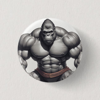 Gorilla Bodybuilder Pop Art Cartoon Drawing 3 Cm Round Badge