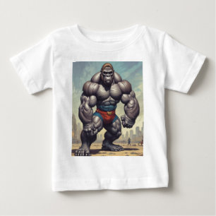 Gorilla Bodybuilder Pop Art Cartoon Drawing Baby T-Shirt