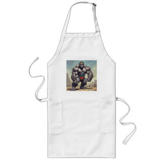 Gorilla Bodybuilder Pop Art Cartoon Drawing Long Apron