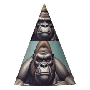Gorilla Bodybuilder Pop Art Cartoon Drawing Party Hat