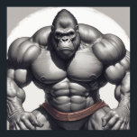 Gorilla Bodybuilder Pop Art Cartoon Drawing Poster<br><div class="desc">Digital Computer Animal Art - College Pop Art - Wild Animal Computer Images</div>