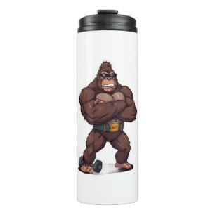 Gorilla Bodybuilder Weight Lifter Pop Art Cartoon Thermal Tumbler