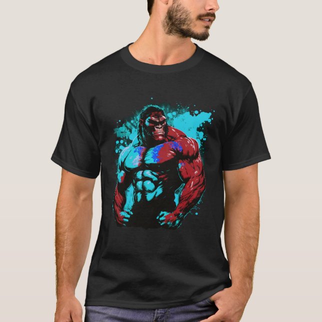 Gorilla Bodybuilding Muscles MMA Fighter Gym Worko T-Shirt (Front)