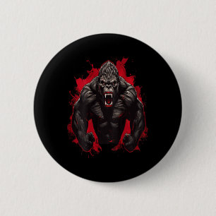 Gorilla Bodybuilding Workout Backprint Gym 6 Cm Round Badge