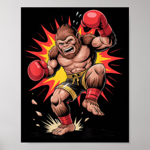 Gorilla Boxing Champion Retro Arcade Fighting Ape Poster