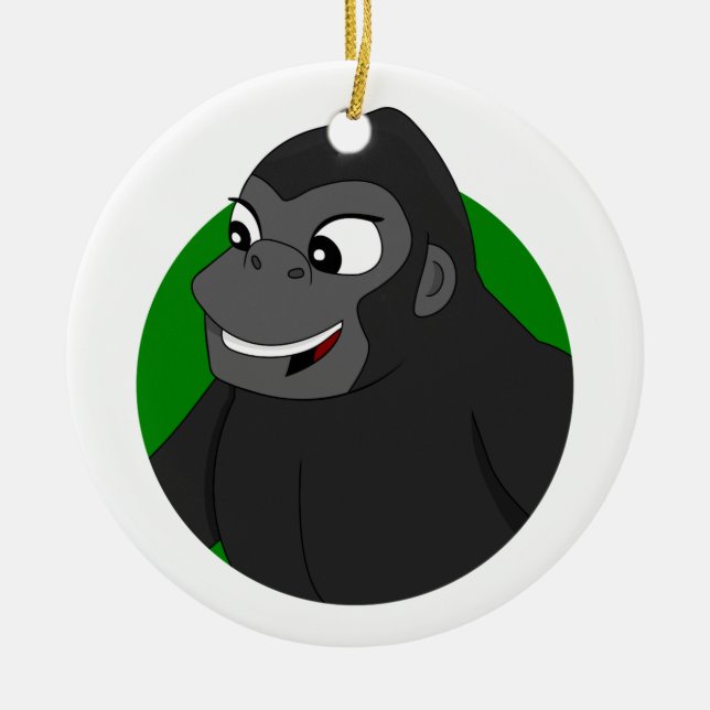 Gorilla Cartoon  Ceramic Tree Decoration (Front)