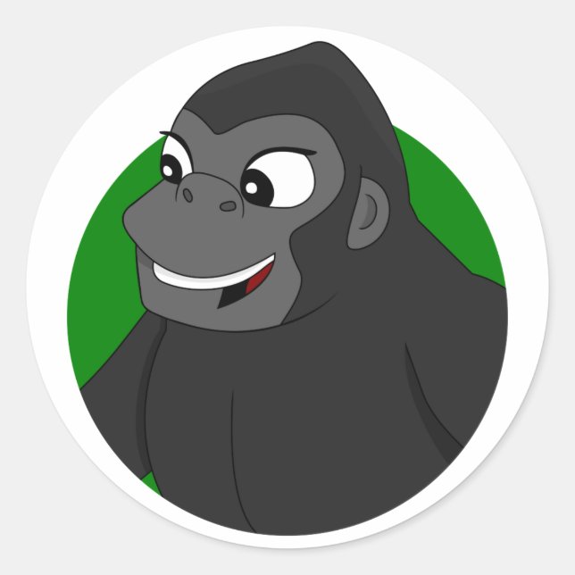 Gorilla Cartoon Classic Round Sticker (Front)