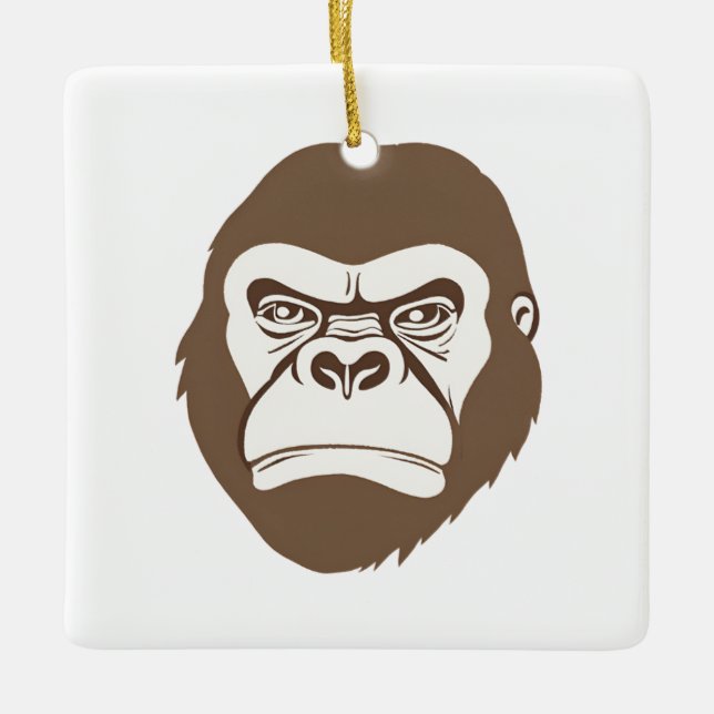 Gorilla Cartoon Drawing Ceramic Ornament (Front)