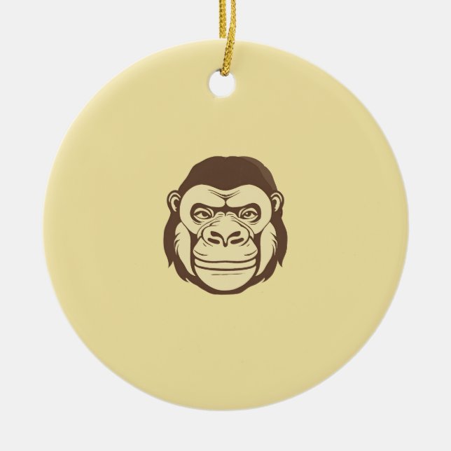 Gorilla Cartoon Drawing Ceramic Tree Decoration (Front)