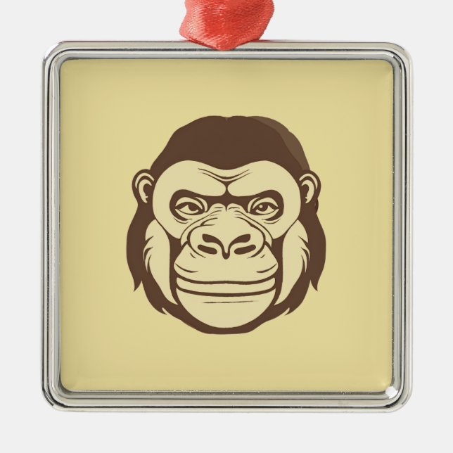 Gorilla Cartoon Drawing Metal Tree Decoration (Front)