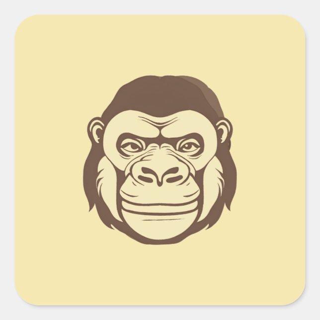 Gorilla Cartoon Drawing Square Sticker (Front)