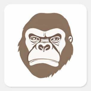 Gorilla Cartoon Drawing Square Sticker