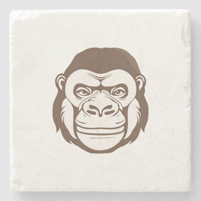 Gorilla Cartoon Drawing Stone Coaster (Front)