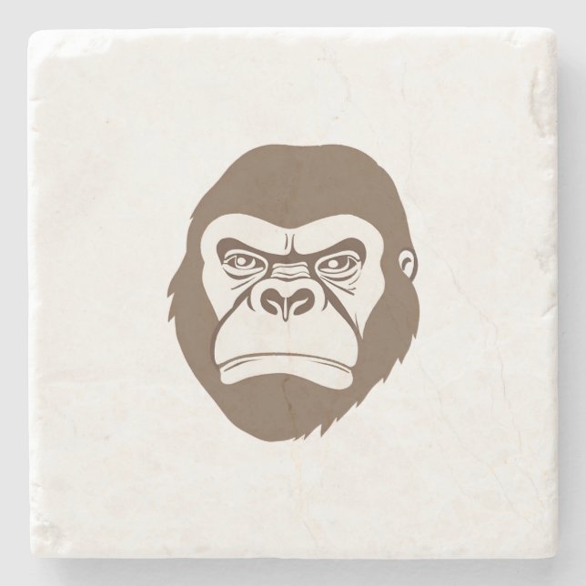 Gorilla Cartoon Drawing Stone Coaster (Front)