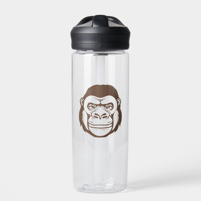 Gorilla Cartoon Drawing Water Bottle (Front)