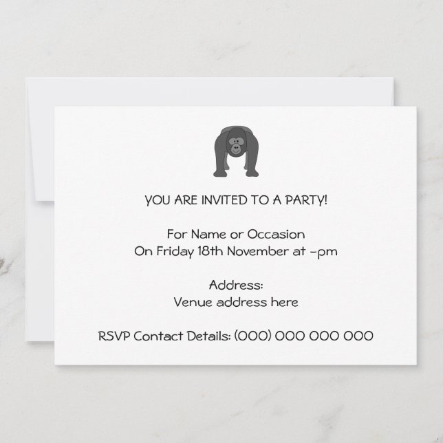 Gorilla Cartoon Invitation (Front)
