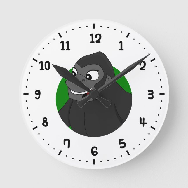 Gorilla Cartoon Round Clock (Front)