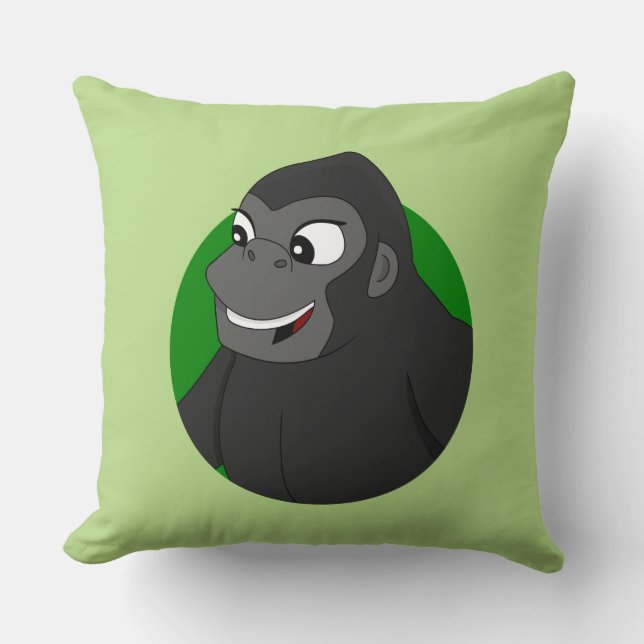 Gorilla Cartoon Throw Pillow (Front)