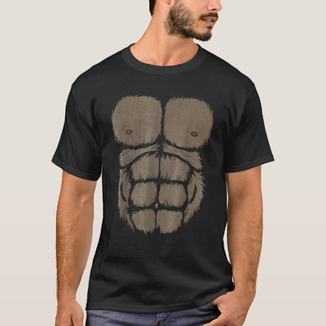 Gorilla Chest Muscle Belly Monkey Ape DIY Costume T-Shirt (Front)