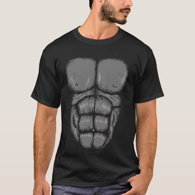Gorilla Chest T-Shirt Halloween Costume Suit Shirt (Front)