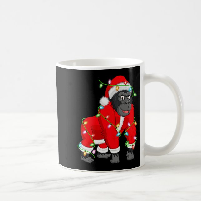 Gorilla Christmas Lights Santa Costume Cute Animal Coffee Mug (Right)