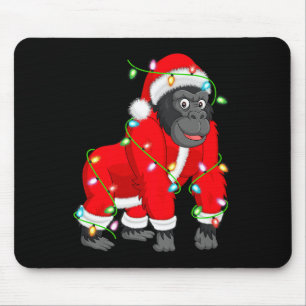 Gorilla Christmas Lights Santa Costume Cute Animal Mouse Mat