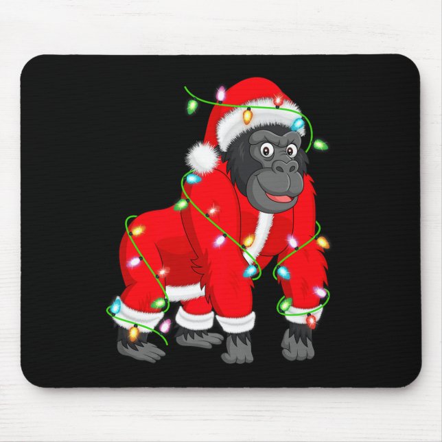 Gorilla Christmas Lights Santa Costume Cute Animal Mouse Mat (Front)