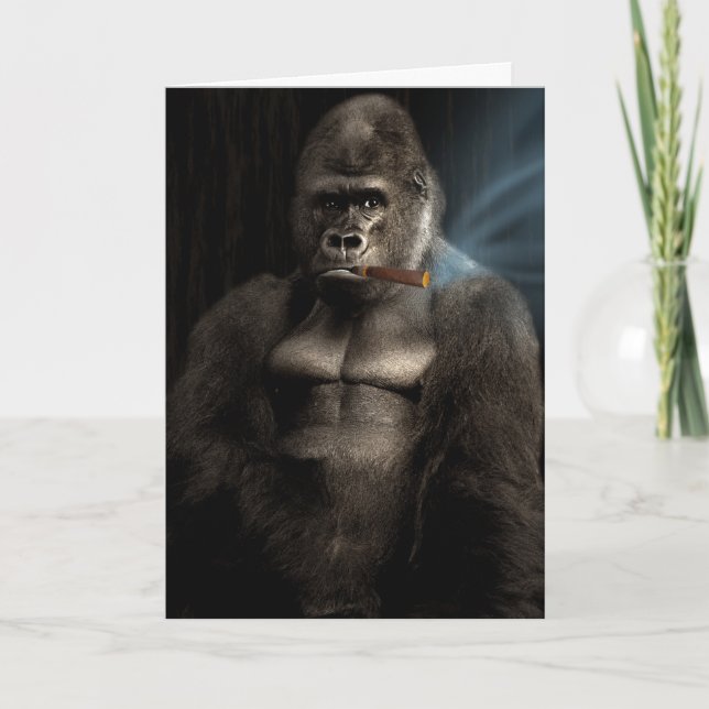 Gorilla Cigar Smoker Fun Birthday Card (Front)