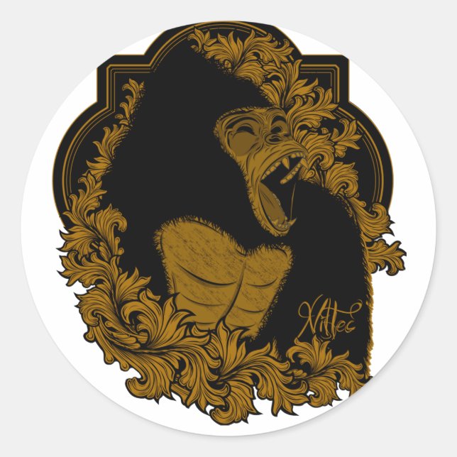 Gorilla Classic Round Sticker (Front)