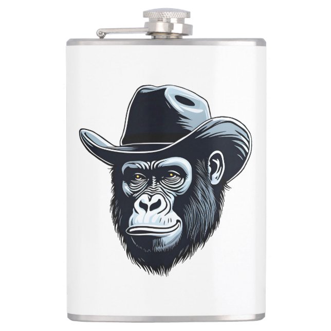 Gorilla Cowboy Hip Flask (Front)